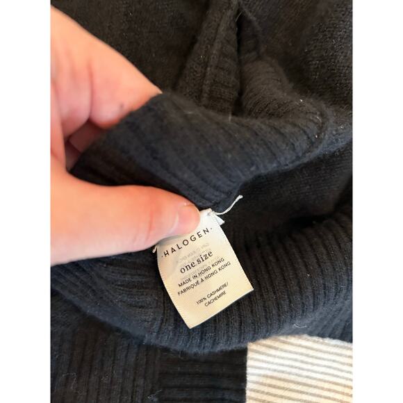 Halogen 100% Cashmere Cardigan Vest Pancho Black -One size - Picture 4 of 8